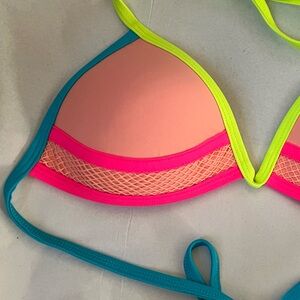SWIM 70s 80s vibe NEON POP COLOR tie suit NEW LOOK brand BRIGHT BIKINI SET